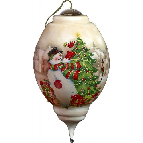  NeQwa Art Hand Painted Blown Glass Ill Be Home for Christmas Santa Ornament, Claus