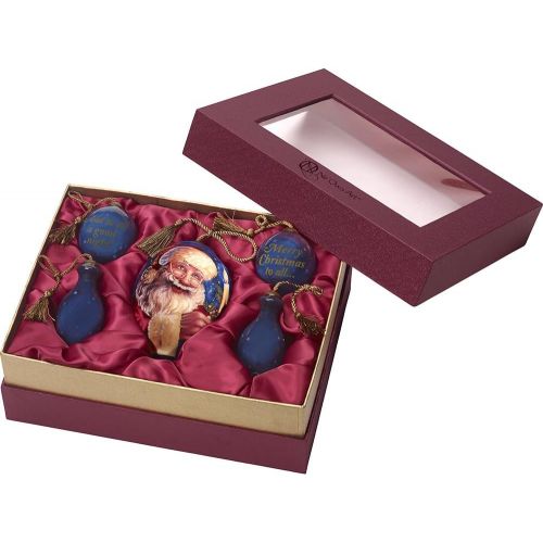  NeQwa Precious Moments, Art 7171177 Hand Painted Ornament Gift Set of Five (5), Santa, Merry Christmas to All, and to All a Good Night, Night Blue Sky, 5.5-inches