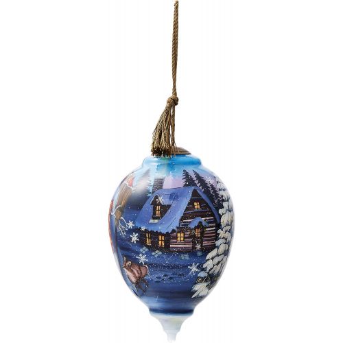  NeQwa Art Hand Painted Blown Glass Christmas Window Ornament, Cardinals