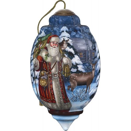  NeQwa Art Hand Painted Blown Glass Christmas Window Ornament, Cardinals