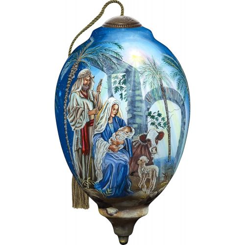  NeQwa Art Hand Painted Blown Glass Christmas Window Ornament, Cardinals