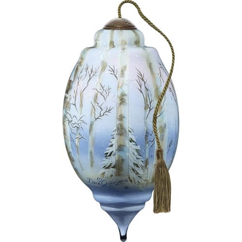  NeQwa Art Hand Painted Blown Glass Birch Forest Snowman Gift Set (Set of 5), Multicolor