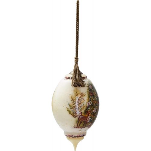  NeQwa Art Hand Painted Blown Glass Woodland Christmas Ornament