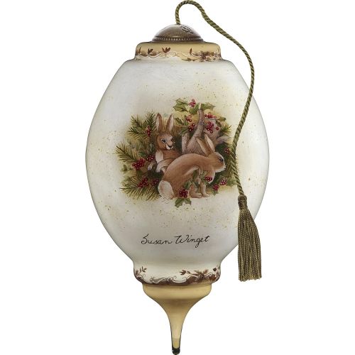  NeQwa Art Hand Painted Blown Glass Woodland Christmas Ornament