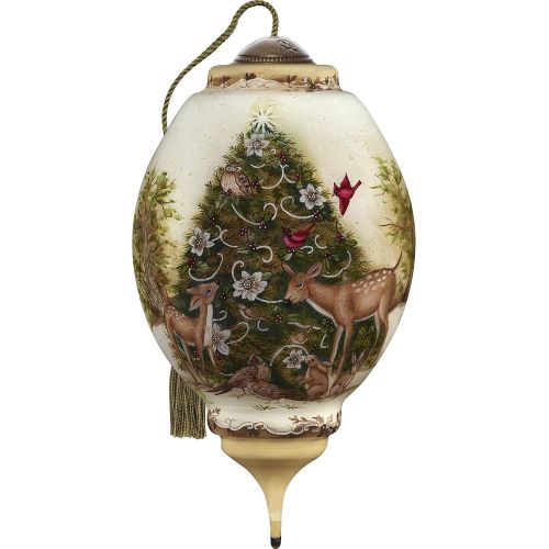  NeQwa Art Hand Painted Blown Glass Woodland Christmas Ornament