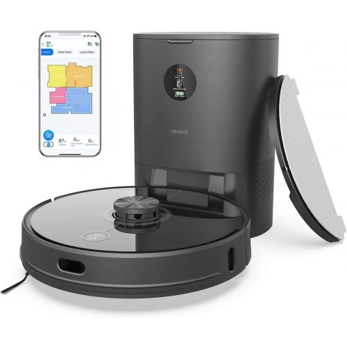  [아마존베스트]Neabot Robot Vacuum with Self-Emptying Dustbin Included, 2700Pa Strong Suction, Laser Navigation, Smart Mapping with No-Go Zones, Deeper Carpet Cleaning