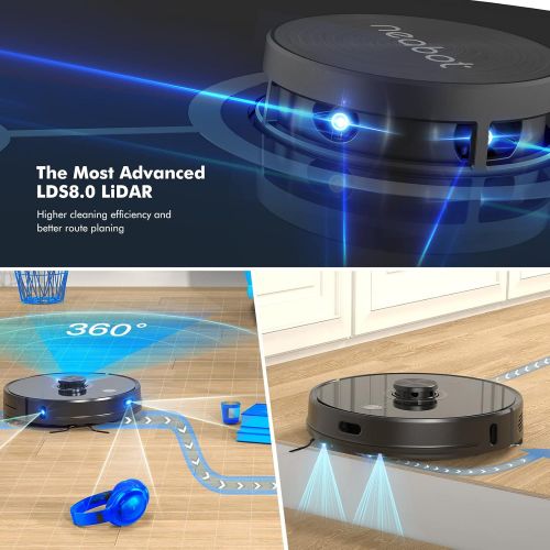  Neabot N2 Robot Vacuum with Self-Emptying, Wi-Fi Connected, Compatible with Alexa, Lidar Navigation, Sweep, Mop & Vacuum 3 in 1 Robot Vacuum Cleaner, Carpet & Hard Floor, Ideal for