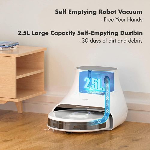  Neabot Q11 Robot Vacuum and Mop, 4000Pa Strong Suction Self Emptying Robotic Vacuum, Wi-Fi / Bluetooth Connectivity, APP & Alexa Control, Multi Floor Mapping, Ideal for Pet Hair, H