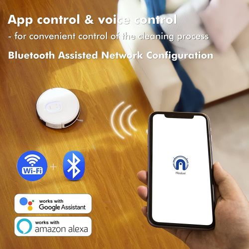  Neabot Q11 Robot Vacuum and Mop, 4000Pa Strong Suction Self Emptying Robotic Vacuum, Wi-Fi / Bluetooth Connectivity, APP & Alexa Control, Multi Floor Mapping, Ideal for Pet Hair, H