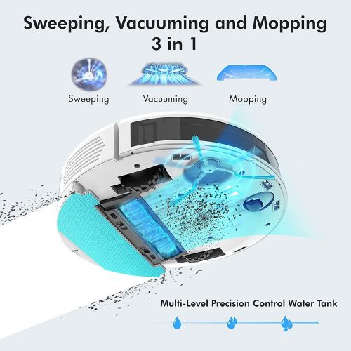  Neabot Q11 Robot Vacuum and Mop, 4000Pa Strong Suction Self Emptying Robotic Vacuum, Wi-Fi / Bluetooth Connectivity, APP & Alexa Control, Multi Floor Mapping, Ideal for Pet Hair, H