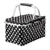 Neal LINK Summer Portable All in One Picnic Basket Bag Foldable Insulated Cooler Picnic Basket Bag Plates Cutlery Insulated Cooler Set Perfect Cooler Reusable Lunch Box to Carry Your Food an