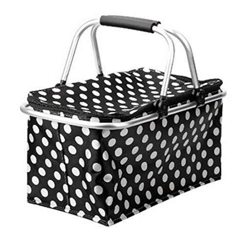  Neal LINK Summer Portable All in One Picnic Basket Bag Foldable Insulated Cooler Picnic Basket Bag Plates Cutlery Insulated Cooler Set Perfect Cooler Reusable Lunch Box to Carry Your Food an