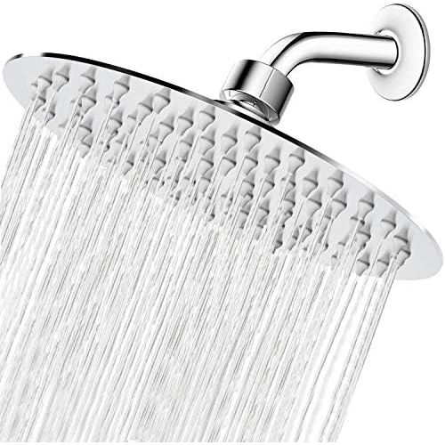  High Pressure Shower Head, 8 Inch Rain Showerhead, Ultra-Thin Design- Pressure Boosting, Awesome Shower Experience, NearMoon High Flow Stainless Steel Rainfall Shower Head (Chrome