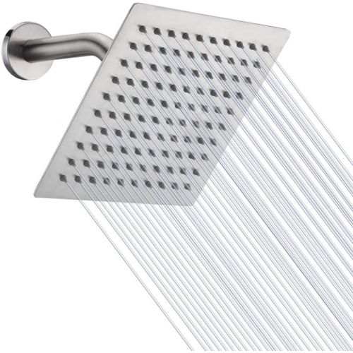  HIGH PRESSURE Rain Shower head, NearMoon High Flow Stainless Steel 8 Inch Square ShowerHead, Pressure Boosting Design, Awesome Shower Experience Even At Low Water Flow (Brushed Nic