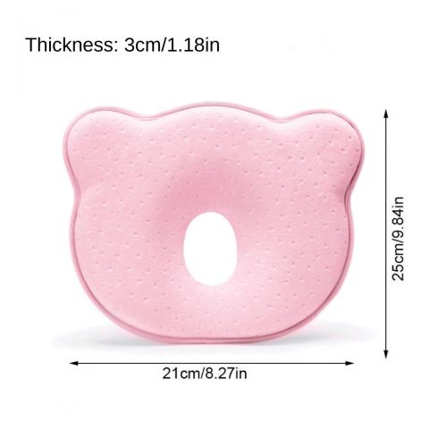  Nearbyme Baby Pillow Preventing Flat Head Syndrome, Head Shaping for Newborn, Memory Foam Head Shaping Pillow and Neck Support (Pink)