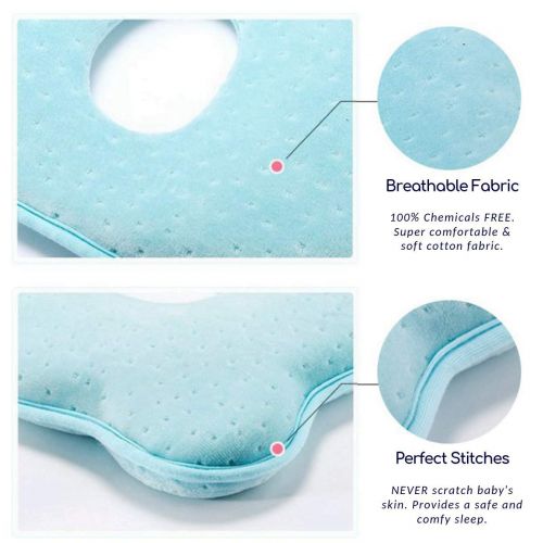  Nearbyme Baby Pillow Preventing Flat Head Syndrome, Head Shaping for Newborn, Memory Foam Head Shaping Pillow and Neck Support (Pink)