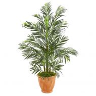 Nearly Natural 5623 4’ Areca Palm Tree in Terra Cotta Planter UV Resistant (Indoor/Outdoor) Artificial Plant, Green