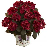 Nearly Natural 1396-RU Hydrangea with Large Floral Planter, Rust