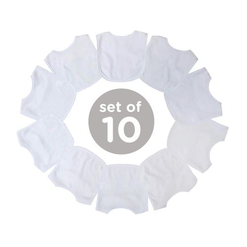  [아마존베스트]Neat Solutions 2-Ply Knit Terry Solid Color Feeder Bibs in White - 10 Pack