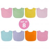 [아마존베스트]Neat Solutions 8 Pack Multi-Color Solid Knit Terry Feeder Bib, Girl