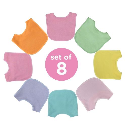  [아마존베스트]Neat Solutions 8 Pack Multi-Color Solid Knit Terry Feeder Bib, Girl