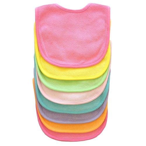  [아마존베스트]Neat Solutions 8 Pack Multi-Color Solid Knit Terry Feeder Bib, Girl