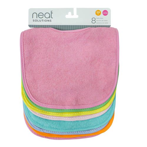  [아마존베스트]Neat Solutions 8 Pack Multi-Color Solid Knit Terry Feeder Bib, Girl