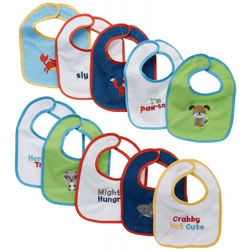  [아마존베스트]Neat Solutions 10 Pack Water Resistant Drooler Bib Set, Multi-Color