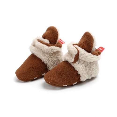  Neband Newborn Cozie Fleece Bootie, Unisex Infant Toddler Slippers Crib Shoes Warm Boots with Non Skid Bottom