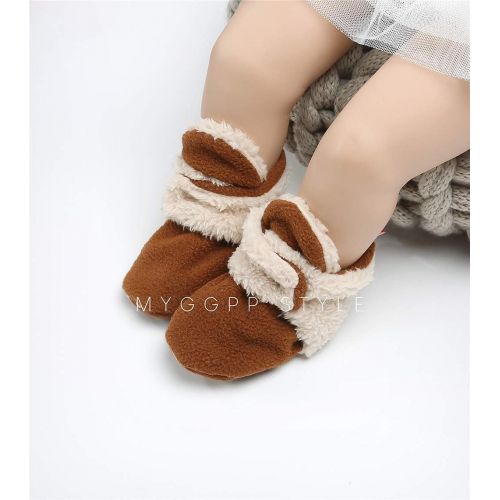  Neband Newborn Cozie Fleece Bootie, Unisex Infant Toddler Slippers Crib Shoes Warm Boots with Non Skid Bottom