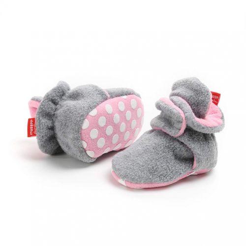  Neband Newborn Cozie Fleece Bootie, Unisex Infant Toddler Slippers Crib Shoes Warm Boots with Non Skid Bottom