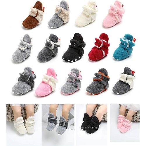  Neband Newborn Cozie Fleece Bootie, Unisex Infant Toddler Slippers Crib Shoes Warm Boots with Non Skid Bottom