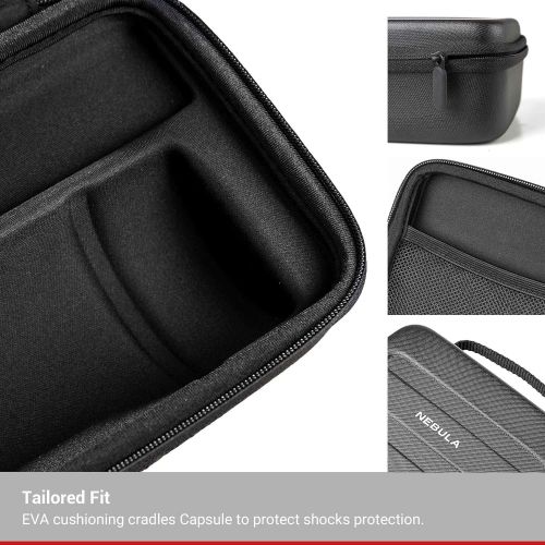 Nebula Capsule Official Travel Case, Customized for Nebula Capsule Pocket Projector, with PU Leather, Soft EVA Material, and Splash-Resistance Premium Protection Projector Carry Ca