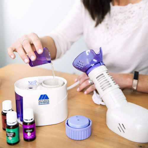  Nebulizer MABIS Personal Steam Inhaler Vaporizer with Aromatherapy Diffuser, Purple and White