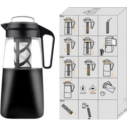  Nebulosa del Bolsillo Airtight Cold Brew Coffee Maker, Home Iced Coffee Maker with Removable Coffee Fine Mesh Filter, 2 QT (2000 ml)