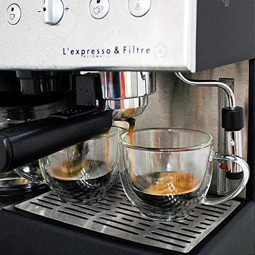  [아마존베스트]KD Galaxia Double Walled Glass Coffee Mugs, Espresso Cups, Drinking Glasses for Coffee&Tea, Insulated Glass Mugs with Large Handle, Clear Mugs Each 200ml, Set of 2, Perfect for Espresso, Latt