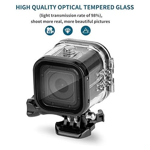  Nechkitter 60m Dive Protective Housing Case for GoPro Hero 5 Session Hero 4 Session Hero Session, High Transmission Waterproof Housing Case