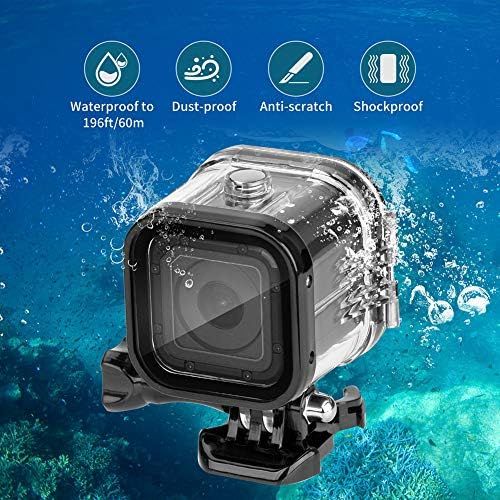  Nechkitter 60m Dive Protective Housing Case for GoPro Hero 5 Session Hero 4 Session Hero Session, High Transmission Waterproof Housing Case