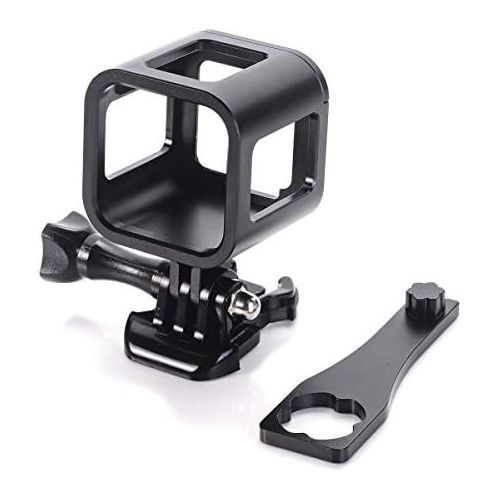  Nechkitter Aluminum Frame Mount for GoPro Hero 5 Session 4 Session Hero Session, CNC Aluminum Alloy Solid Protective Case with Wrench -Black