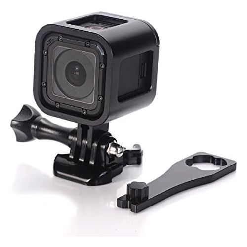 Nechkitter Aluminum Frame Mount for GoPro Hero 5 Session 4 Session Hero Session, CNC Aluminum Alloy Solid Protective Case with Wrench -Black