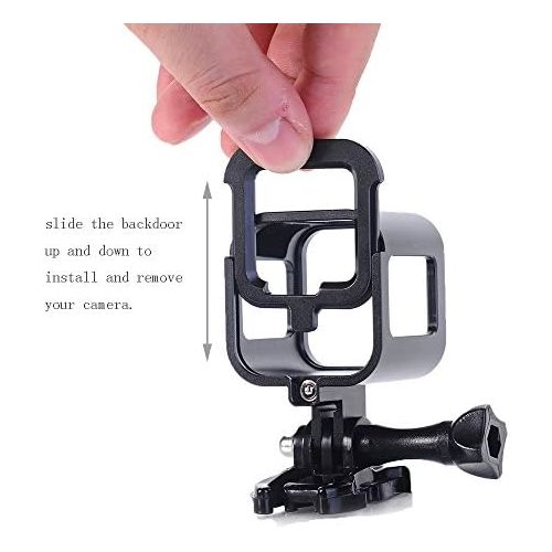  Nechkitter Aluminum Frame Mount for GoPro Hero 5 Session 4 Session Hero Session, CNC Aluminum Alloy Solid Protective Case with Wrench -Black