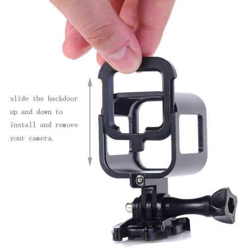  Nechkitter Aluminum Frame Mount for GoPro Hero 5 Session 4 Session Hero Session, CNC Aluminum Alloy Solid Protective Case with Wrench -Black