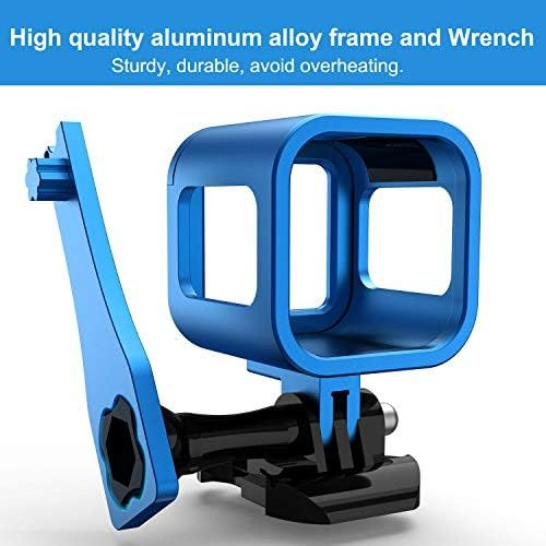  Nechkitter Aluminum Frame Housing Case for GoPro Hero 5 Session / 4 Session/Hero Session, CNC Aluminum Alloy Solid Protective Case with Wrench ?Blue