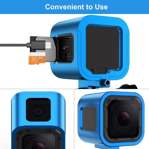  Nechkitter Aluminum Frame Housing Case for GoPro Hero 5 Session / 4 Session/Hero Session, CNC Aluminum Alloy Solid Protective Case with Wrench ?Blue