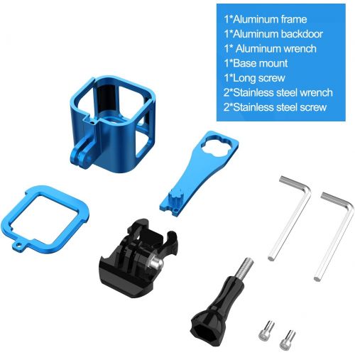  Nechkitter Aluminum Frame Housing Case for GoPro Hero 5 Session / 4 Session/Hero Session, CNC Aluminum Alloy Solid Protective Case with Wrench ?Blue