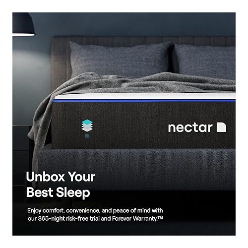  Nectar Full Mattress 12 Inch - Medium Firm Gel Memory Foam - Cooling Comfort Technology - 365-Night Trial - Forever Warranty, White