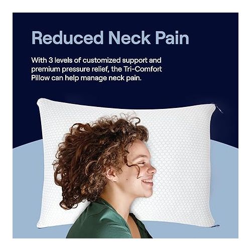  Nectar Tri-Comfort Cooling Pillow - Adjustable Support & Firmness - Cooling Cover - Pressure Relief - Helps Reduce Neck Pain - Premium Memory Foam & Microfiber Down Alternative