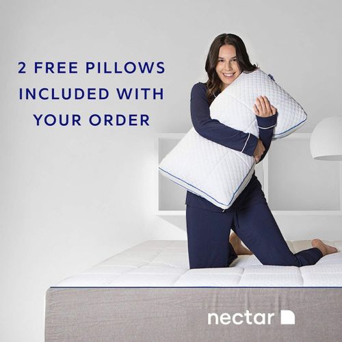  Nectar TwinXL Mattress + 2 Free Pillows - Gel Memory Foam - CertiPUR-US Certified - 180 Night Home Trial