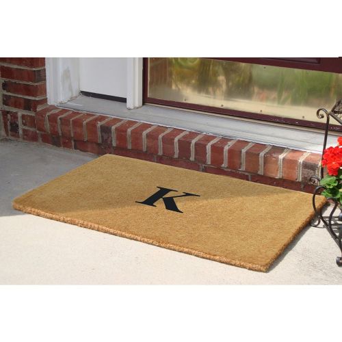  Nedia Home Heavy Duty Coco Mat with No Border, 22 by 36-Inch, Monogrammed K