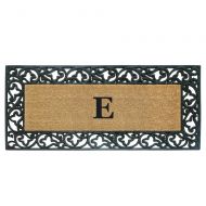 Nedia Home Acanthus Border with Rubber/Coir Doormat, 24 by 57-Inch, Monogrammed E